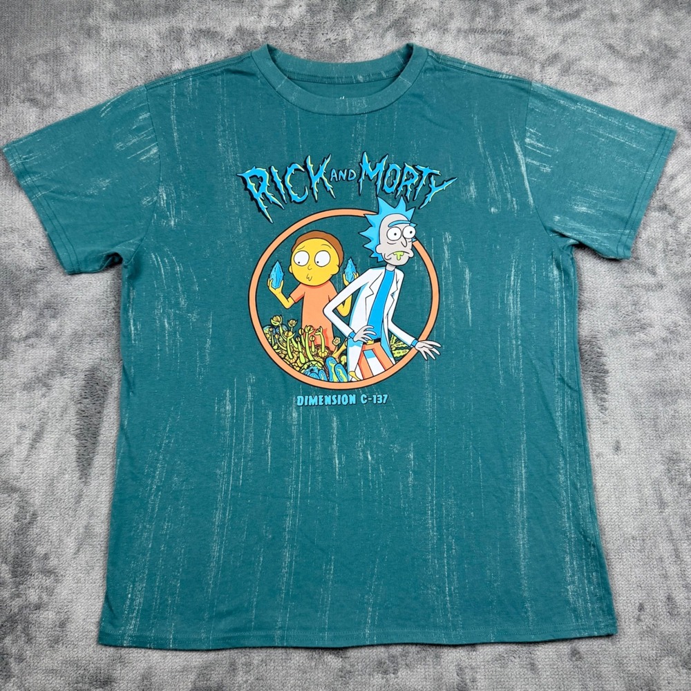 Rick and Morty Dimension C-137 Teal Graphic T-Shirt XL Mens Adult Swim Tee